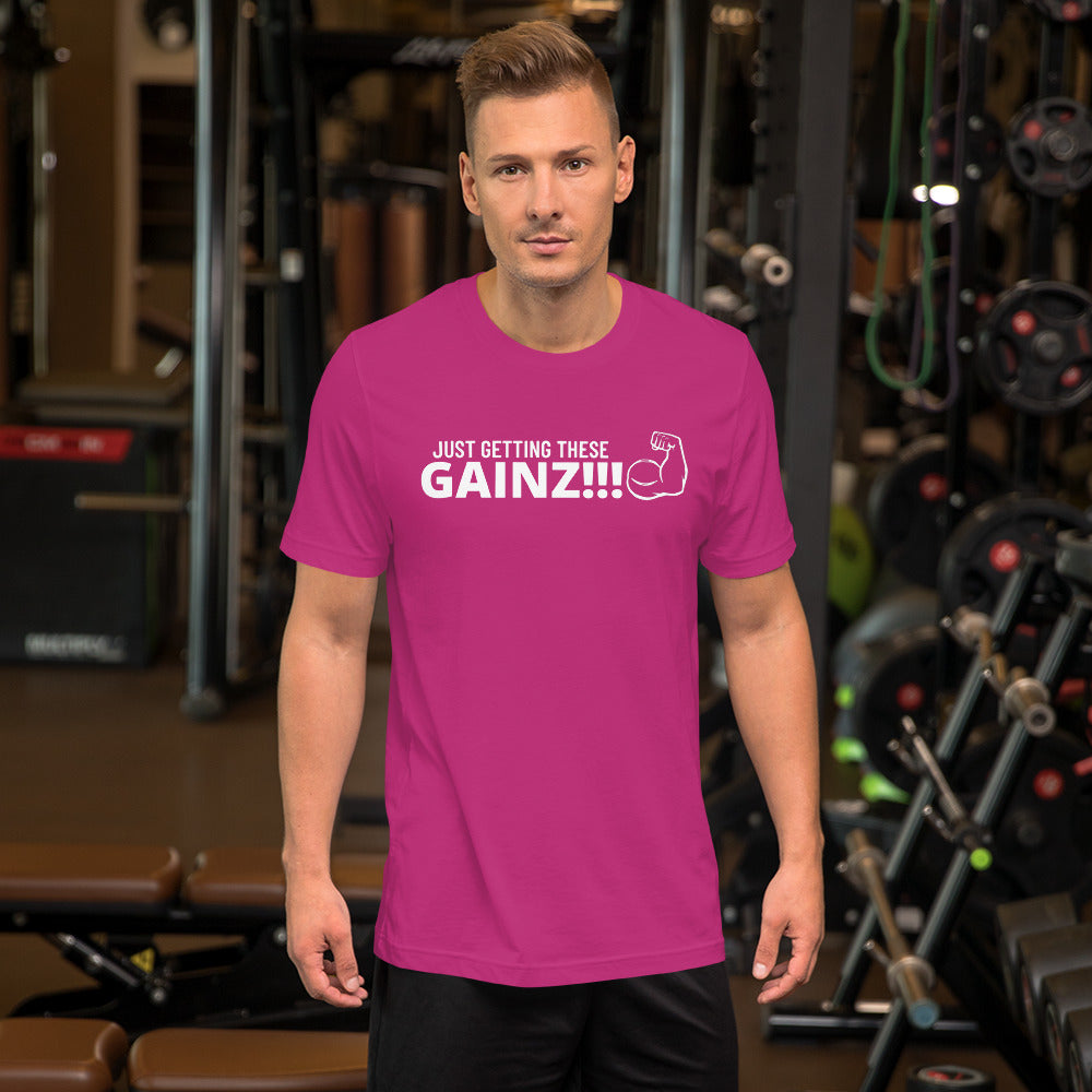 Gainz Short-Sleeve Unisex T-Shirt ( white letters)