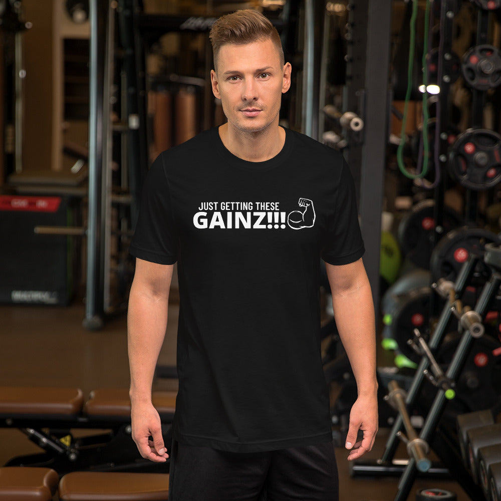 Gainz Short-Sleeve Unisex T-Shirt ( white letters)