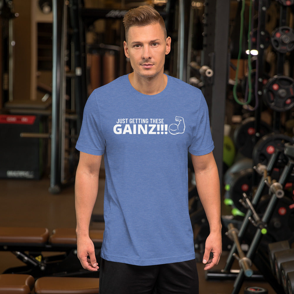 Gainz Short-Sleeve Unisex T-Shirt ( white letters)