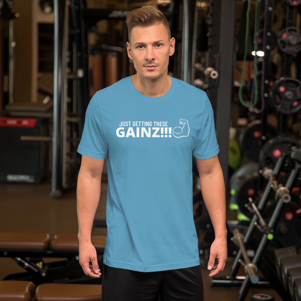 Gainz Short-Sleeve Unisex T-Shirt ( white letters)