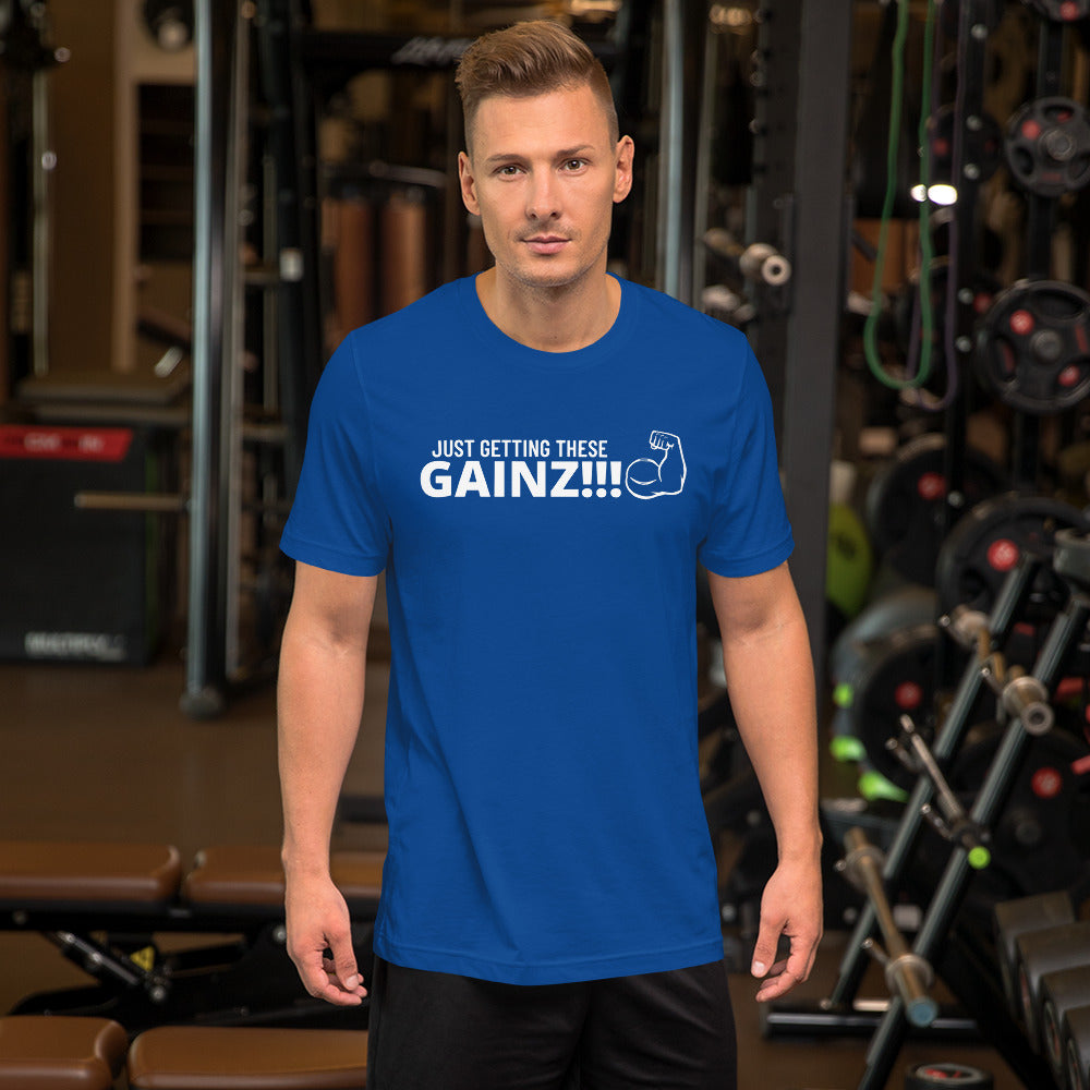 Gainz Short-Sleeve Unisex T-Shirt ( white letters)